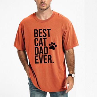 Best Cat Dad Ever Paw - Men's Garment Dyed Graphic T-Shirt