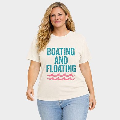 Boating And Floating Distressed - Women's Plus Sized Garment Dyed Graphic T-Shirt