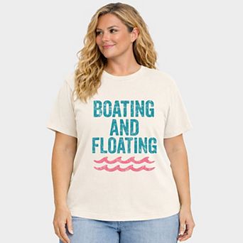 Boating And Floating Distressed - Women's Plus Sized Garment Dyed Graphic T-Shirt