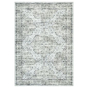 Washable Boho Vintage Rugs, Low Pile Soft Bedroom Carpet Mat, Retro Distressed Floor Covers
