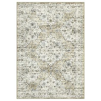 Washable Boho Vintage Rugs, Low Pile Soft Bedroom Carpet Mat, Retro Distressed Floor Covers