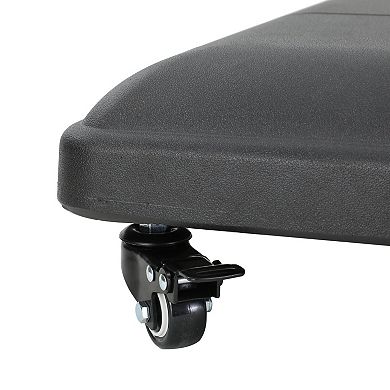 Patio Umbrella Base with Wheels, Concrete, Adjustable Knob Fits 38mm~48mm Poles, Portable & Sturdy