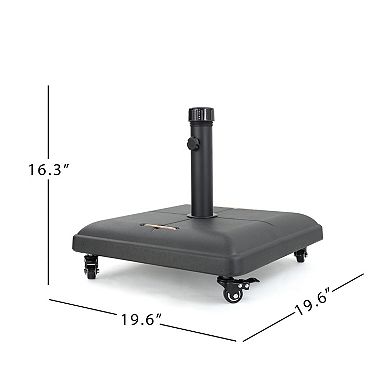 Patio Umbrella Base with Wheels, Concrete, Adjustable Knob Fits 38mm~48mm Poles, Portable & Sturdy