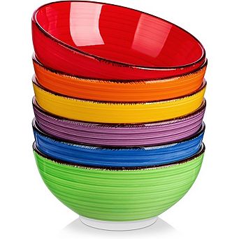 Cereal & Soup Bowls Set of 6 Ceramic, Microwave & Dishwasher Safe
