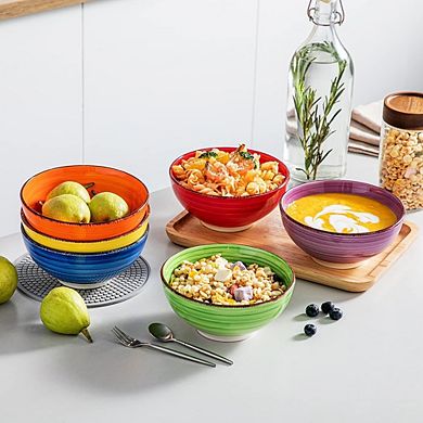 Cereal & Soup Bowls Set of 6 Ceramic, Microwave & Dishwasher Safe