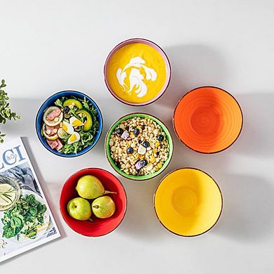 Cereal & Soup Bowls Set of 6 Ceramic, Microwave & Dishwasher Safe