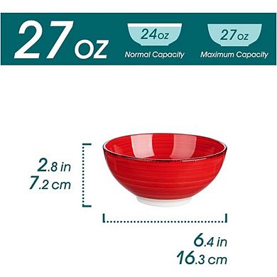 Cereal & Soup Bowls Set of 6 Ceramic, Microwave & Dishwasher Safe