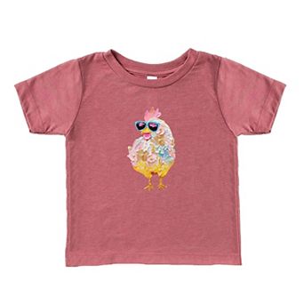 Sunglasses Chick Paint Print - Toddler Short Sleeve Graphic T-Shirt