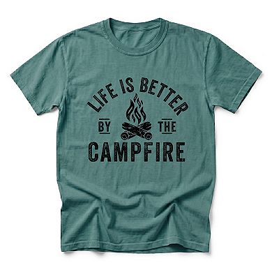 Life Is Better By The Campfire - Men's Garment Dyed Graphic T-Shirt