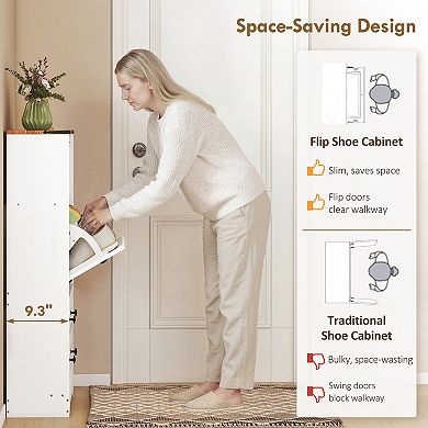 HOMCOM Shoe Cabinet with 2 Flip Drawers