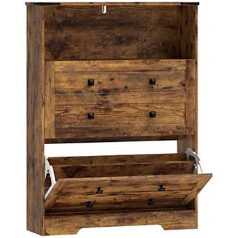HOMCOM Shoe Cabinet with 2 Flip Drawers