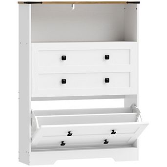 HOMCOM Shoe Cabinet with 2 Flip Drawers