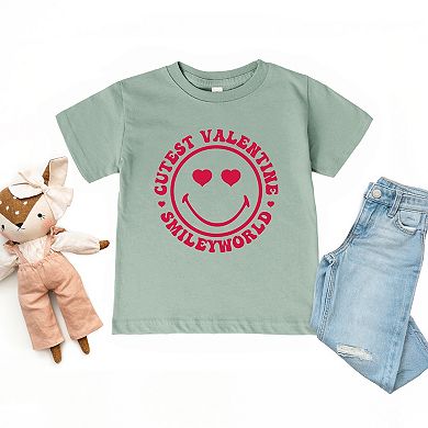 SmileyWorld Cutest Valentine Circle - Toddler Short Sleeve Graphic T-Shirt