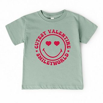 SmileyWorld Cutest Valentine Circle - Toddler Short Sleeve Graphic T-Shirt