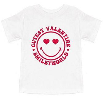 SmileyWorld Cutest Valentine Circle - Toddler Short Sleeve Graphic T-Shirt