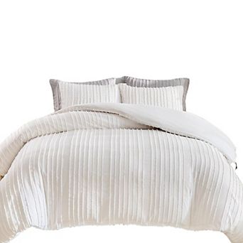 Boho Duvet Cover Set Queen Size, Striped Textured Tufted Bedding Set, 3 pc Ultra Soft Washed