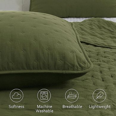 Twin Size Quilt Bedding Sets with Pillow Sham,Farmhouse Lightweight Soft Bedspread Coverlet,2 Pieces
