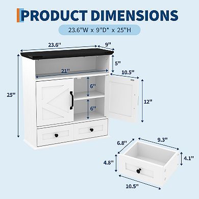 Wall Mounted Bathroom Cabinet with Barn Doors, Hangging Storage Cabinet for Kitchen