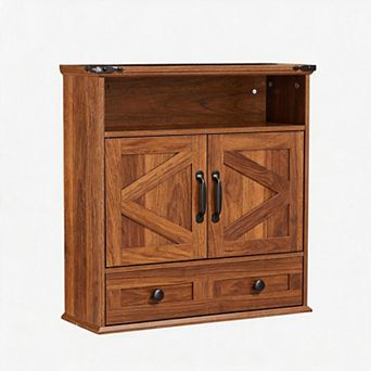 Wall Mounted Bathroom Cabinet with Barn Doors, Hangging Storage Cabinet for Kitchen