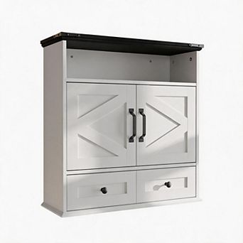 Wall Mounted Bathroom Cabinet with Barn Doors, Hangging Storage Cabinet for Kitchen