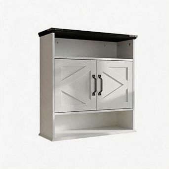 Wall Mounted Bathroom Cabinet with Barn Doors, Hangging Storage Cabinet for Kitchen