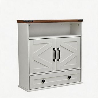 Wall Mounted Bathroom Cabinet with Barn Doors, Hangging Storage Cabinet for Kitchen