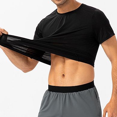 Men's Short Sleeve Workout T Shirt Athletic Tee for Running Gym