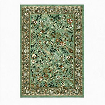 Washable Area Rug, Floral, Ultra Thin, Soft, Non-Slip, Low Pile Vintage Carpet for Living Room