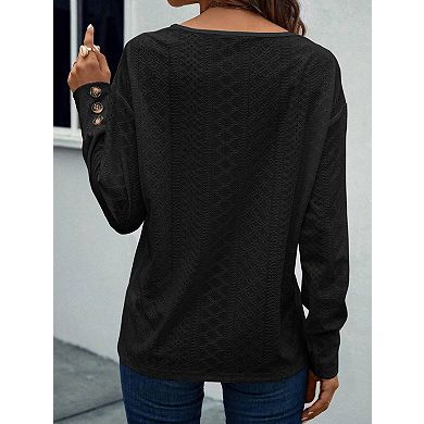 Women's V-Neck Casual Blouse Long Sleeve Shirt Top