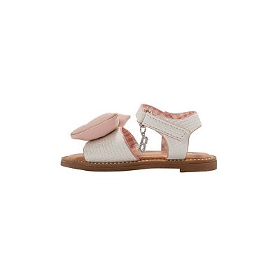 bebe Toddler Girls Strappy Sandals with Bow Detail Hook and Loop Closure