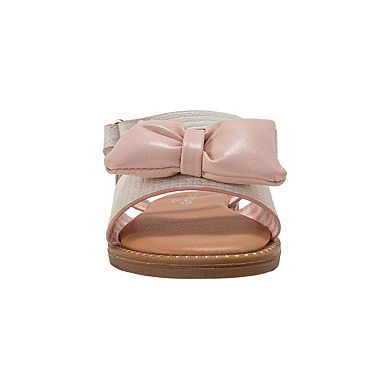 bebe Toddler Girls Strappy Sandals with Bow Detail Hook and Loop Closure
