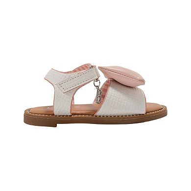 bebe Toddler Girls Strappy Sandals with Bow Detail Hook and Loop Closure