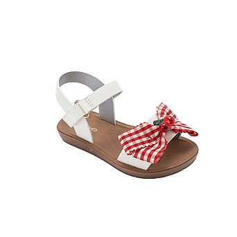 bebe Toddler Girls Strappy Sandals with Bow Detail Hook and Loop Closure
