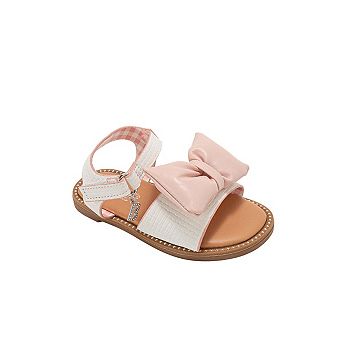 bebe Toddler Girls Strappy Sandals with Bow Detail Hook and Loop Closure