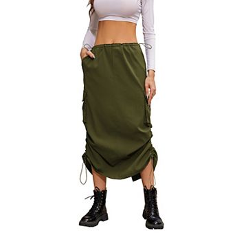 Women's Low Rise Cargo Skirt With Pockets Drawstring