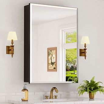 Medicine Cabinet with Mirror or Lights, Recessed or Surface Mount, Dimmable, Defogger