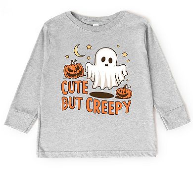 Cute But Creepy Ghost - Toddler Long Sleeve Graphic Tee
