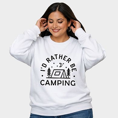 I'd Rather Be Camping Tent - Women's Plus Sized Graphic Sweatshirt