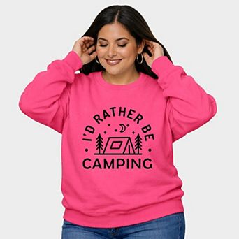 I'd Rather Be Camping Tent - Women's Plus Sized Graphic Sweatshirt