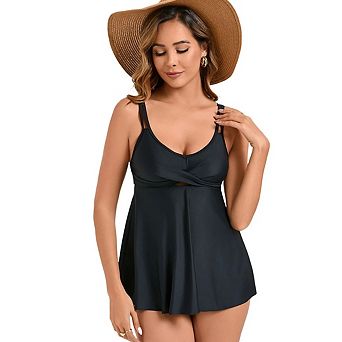 Women's Tankini Swimsuits Two Piece V Neck Tie Front Flowy Bathing Suit