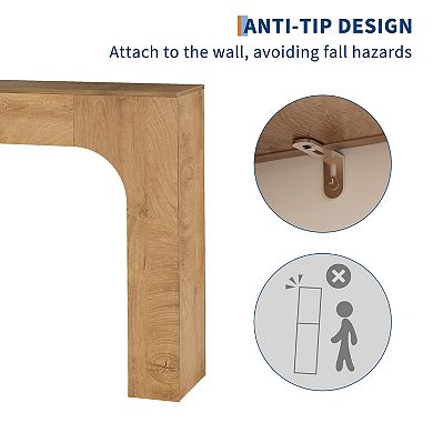 Slim Farmhouse Console Table for Living Room Narrow Wooden Entryway Table, Rustic Oak Accent