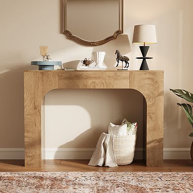 Slim Farmhouse Console Table for Living Room Narrow Wooden Entryway Table, Rustic Oak Accent