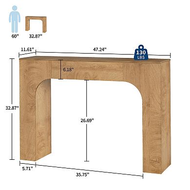 Slim Farmhouse Console Table for Living Room Narrow Wooden Entryway Table, Rustic Oak Accent
