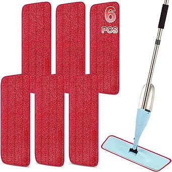Reusable Microfiber Mop Pads for Wet & Dry Floor Cleaning, 6-Pack