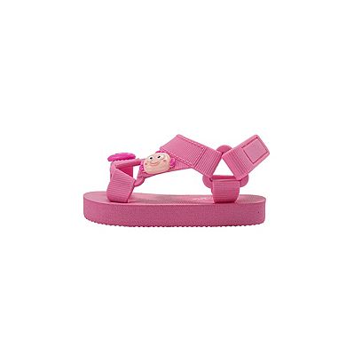bebe Toddler Girls Sport Sandals with Charm Details Adjustable Hook and Loop Closure