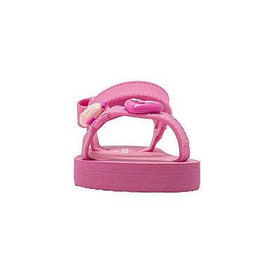 bebe Toddler Girls Sport Sandals with Charm Details Adjustable Hook and Loop Closure