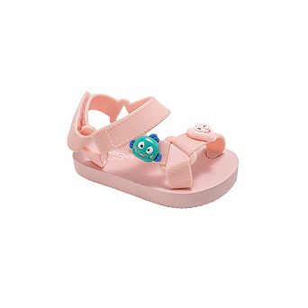 bebe Toddler Girls Sport Sandals with Charm Details Adjustable Hook and Loop Closure