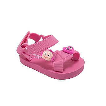 bebe Toddler Girls Sport Sandals with Charm Details Adjustable Hook and Loop Closure