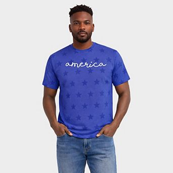 America Cursive - Men's Short Sleeve Star Tee