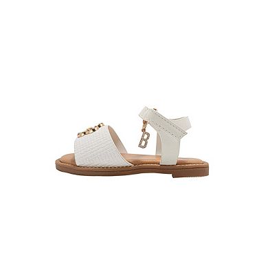 bebe Toddler Girls Strappy Sandals with Flower Medallion Charm
